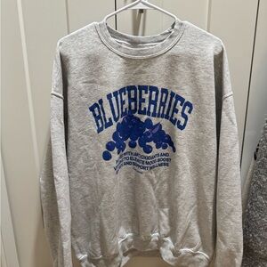 Our Seasns Blueberries Graphic Gray Sweatshirt